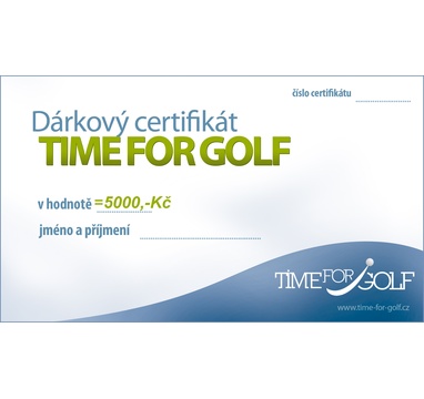 TimeForGolf - Dárkový certifikát v hodnotě 5000Kč
