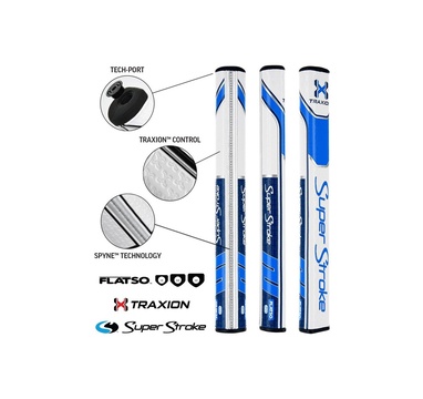 TimeForGolf - Super Stroke TRAXION Flatso - 2.0 - Bílá/Světle modrá/Tmavě modrá