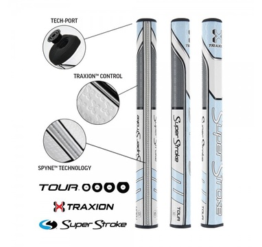 TimeForGolf - Super Stroke putter grip Traxion Tour Series 1.0 Tiffany/Grey/White
