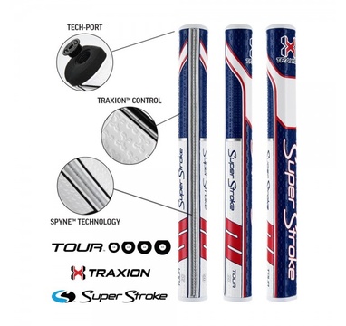 TimeForGolf - Super Stroke putter grip Traxion Tour Series 2.0 Červená/Bílá/Modrá