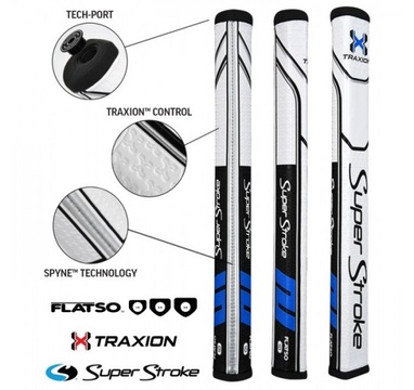 TimeForGolf - Super Stroke putter grip Traxion Flatso 1.0 Black/Blue/White