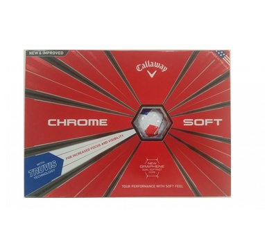 TimeForGolf - Callaway balls Chrome Soft TRUVIS 18 4-plášťový 3ks BÍLO ČERVENO MODRÝ
