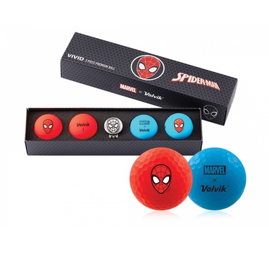 TimeForGolf - VOLVIK ball Vivid Marvel Spider Man Long 4 balls + ball marker