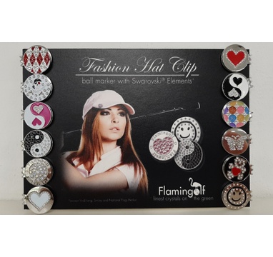 TimeForGolf - FLAMINGOLF Fashion Hat Clip ball marker with Swarowski Elements markovátka mix druhů