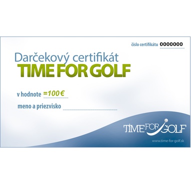 TimeForGolf - Dárkový certifikát v hodnotě 100EUR