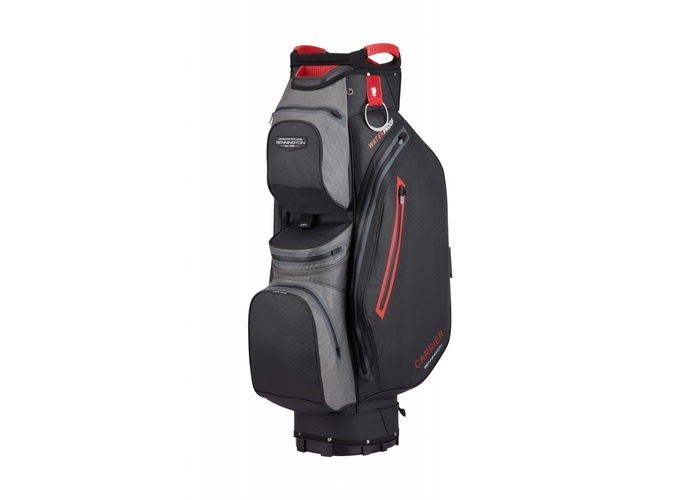 TimeForGolf - Bennington Cart Bag CARRIER - Waterproof, Black / Canon Grey / Red
