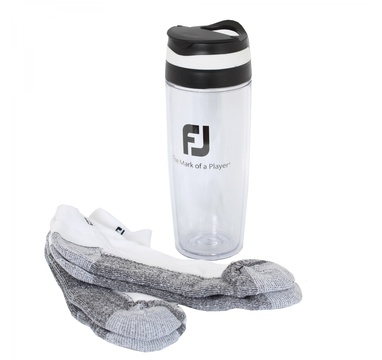TimeForGolf - FootJoy ponožky ProDry Sport bílo šedé 2 páry (Eu39-46) + lahev na vodu jako dárek