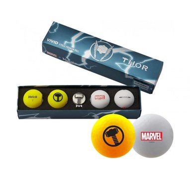 TimeForGolf - VOLVIK ball Vivid Marvel Thor Long 4 balls + ball marker