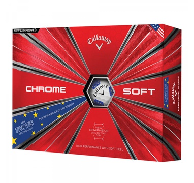 TimeForGolf - Callaway balls Chrome Soft TRUVIS 18 4-plášťový 3ks RYDER CUP-EVROPA