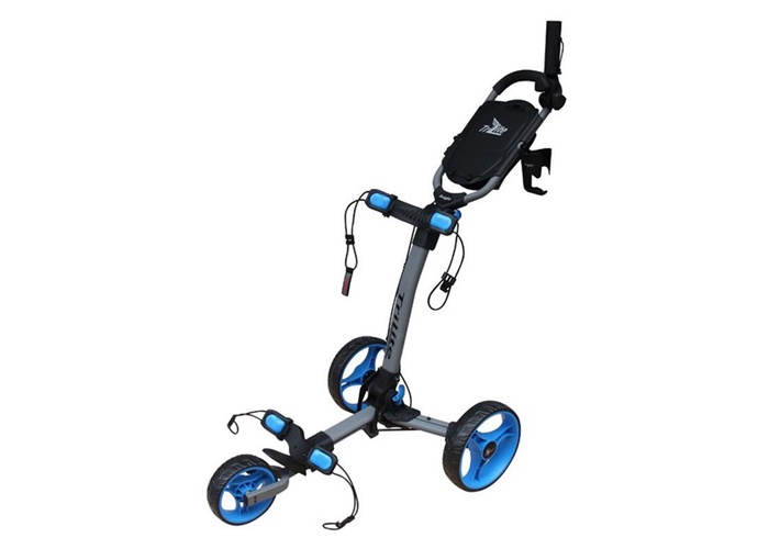 TimeForGolf - AXGLO TRILITE golfový vozík, šedý s modrými koly