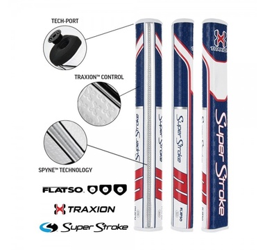 TimeForGolf - Super Stroke putter grip Traxion Flatso 3.0 Red/White/Blue