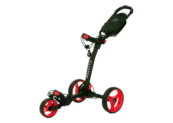 TimeForGolf - AXGLO TRILITE golfový vozík, černý s červenými koly