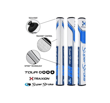 TimeForGolf - Super Stroke putter grip Traxion Tour Series 2.0 bílá modrá