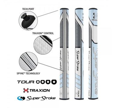 TimeForGolf - Super Stroke putter grip Traxion Tour Series 1.0 modrá šedá bílá
