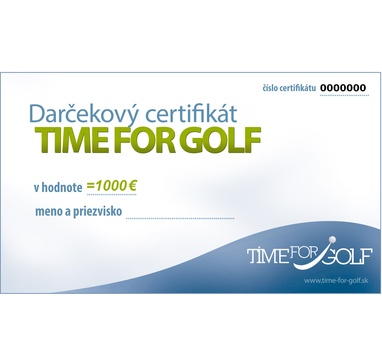 TimeForGolf - Dárkový certifikát v hodnotě 1000EUR